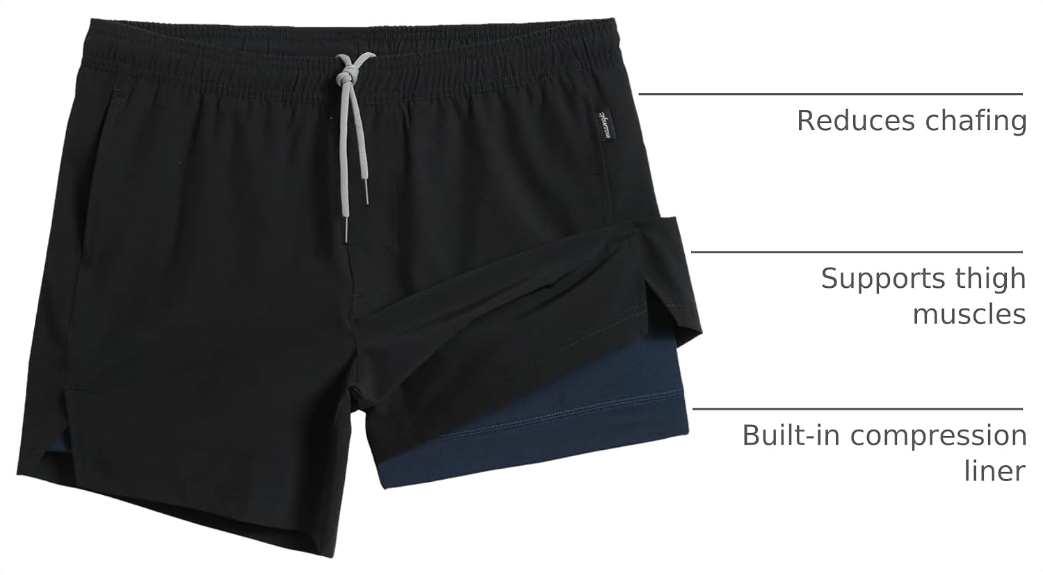 Detalle 2 de maamgic 5" Gym Running Shorts 2-in-1