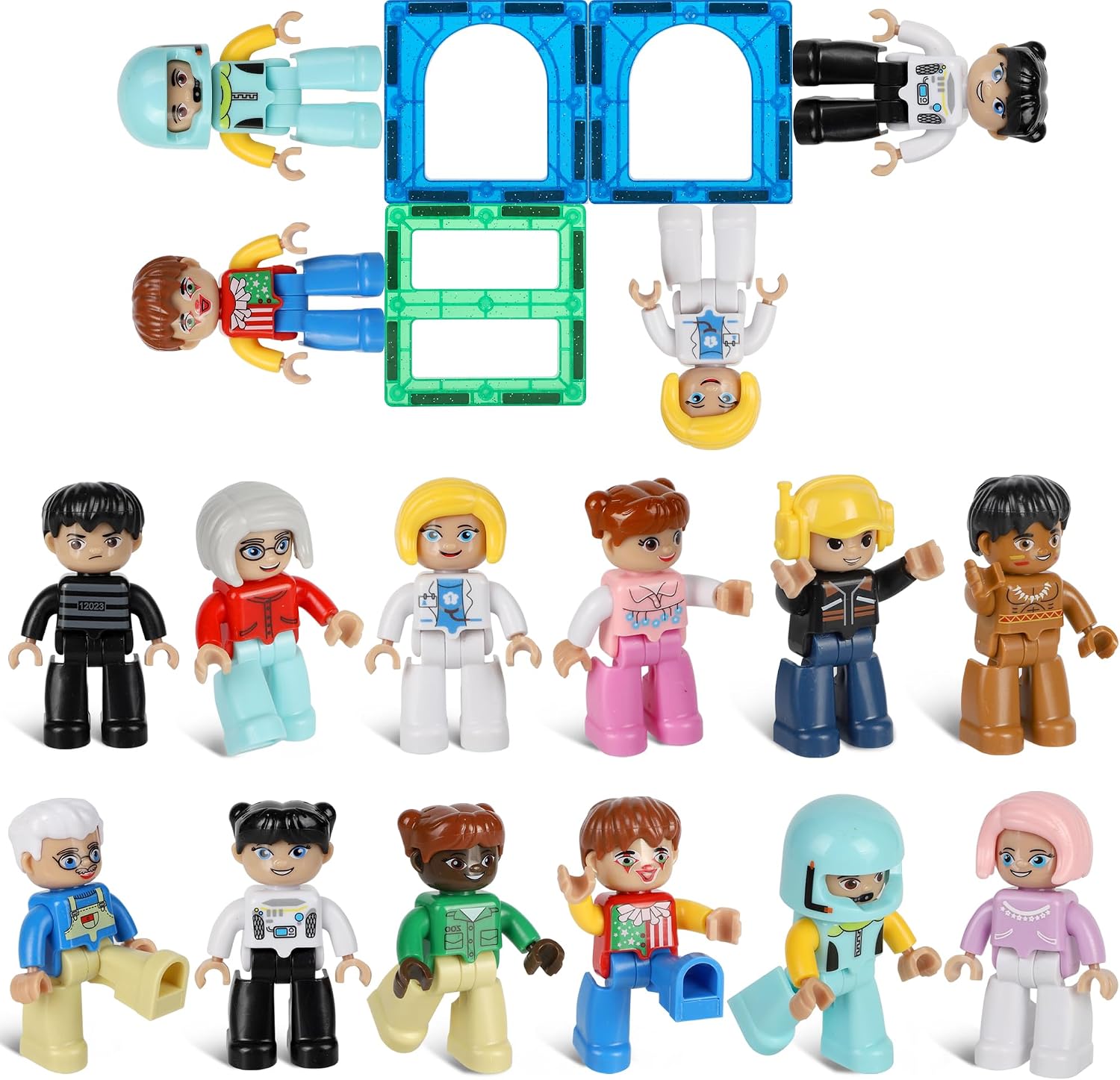 Detalle de Magnetic Figures for Kids (12-piece magnetic play people set) – STEM magnetic building role-play figures