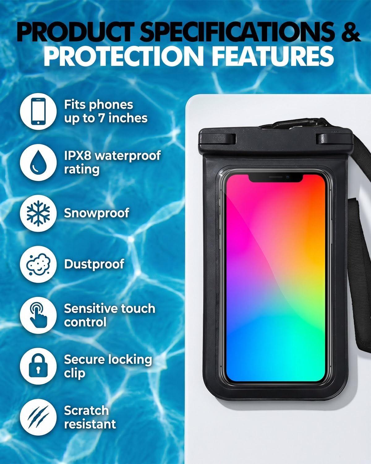 Thumbnail 2 de 2 Pack IPX8 Waterproof Pouch Bag with Adjustable Strap + Phone Case