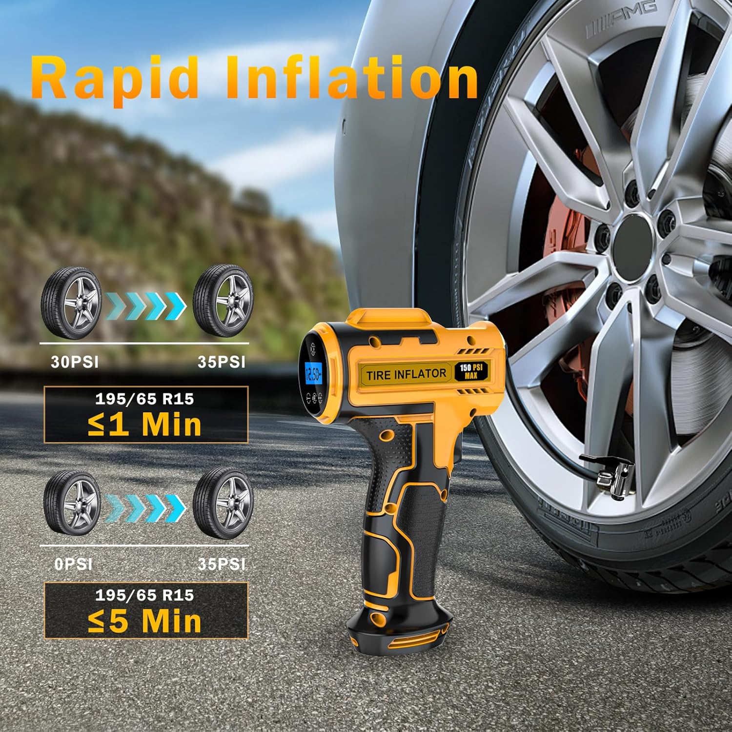 Detalle de Hjh Car Tyre Inflator 150 PSI cordless pump