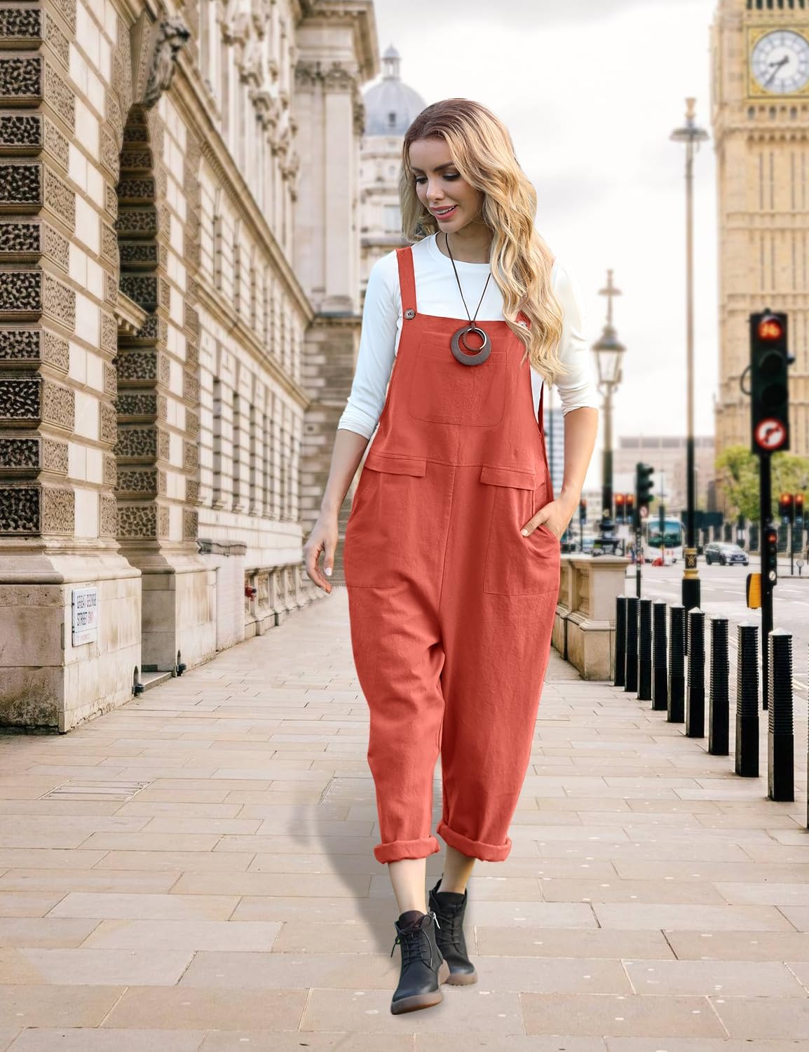 Detalle de YESNO Damen Latzhose Sommer Oversize