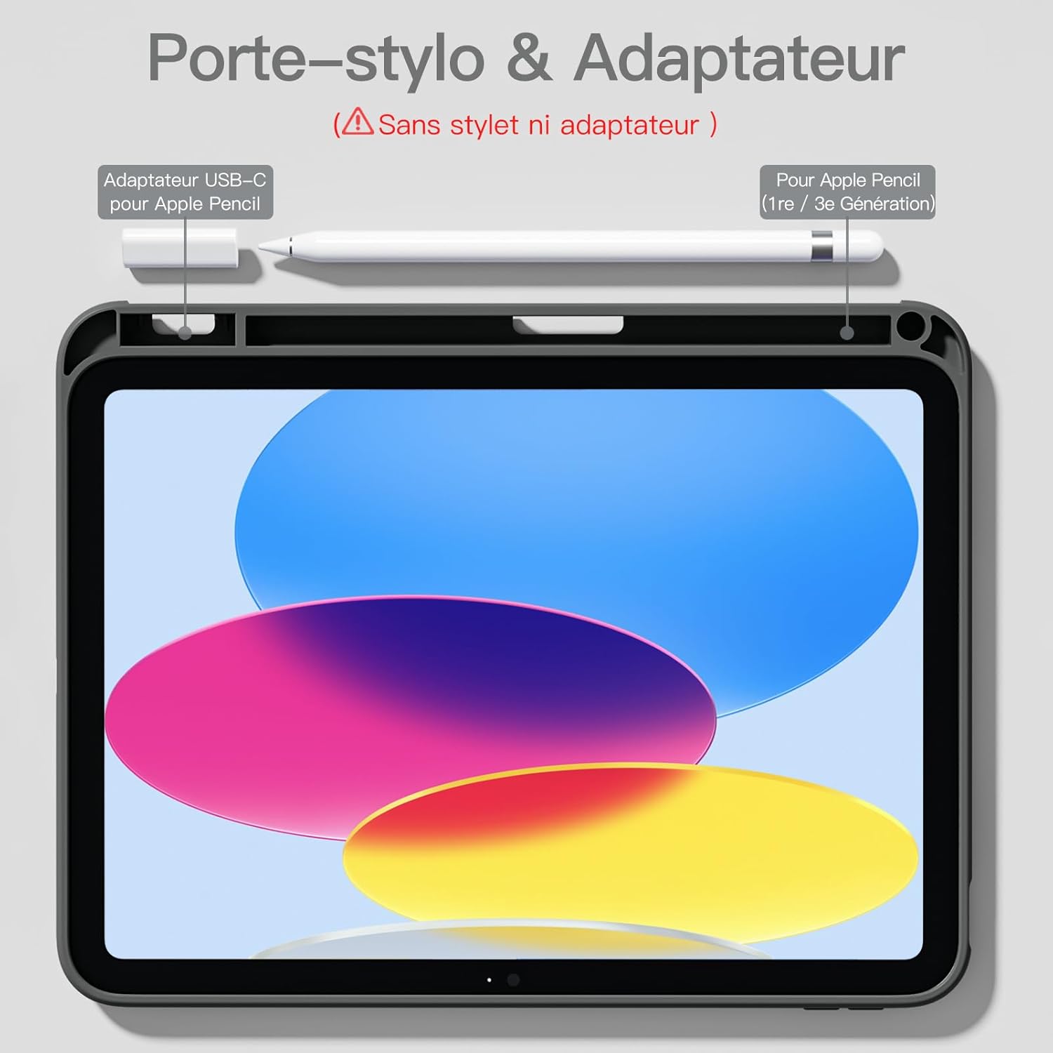 Detalle 2 de Coque Vobafe pour iPad A16 (11e/10e génération) avec porte-stylet, étui 11 pouces avec dos PC transparent et support trifold gris sidéral