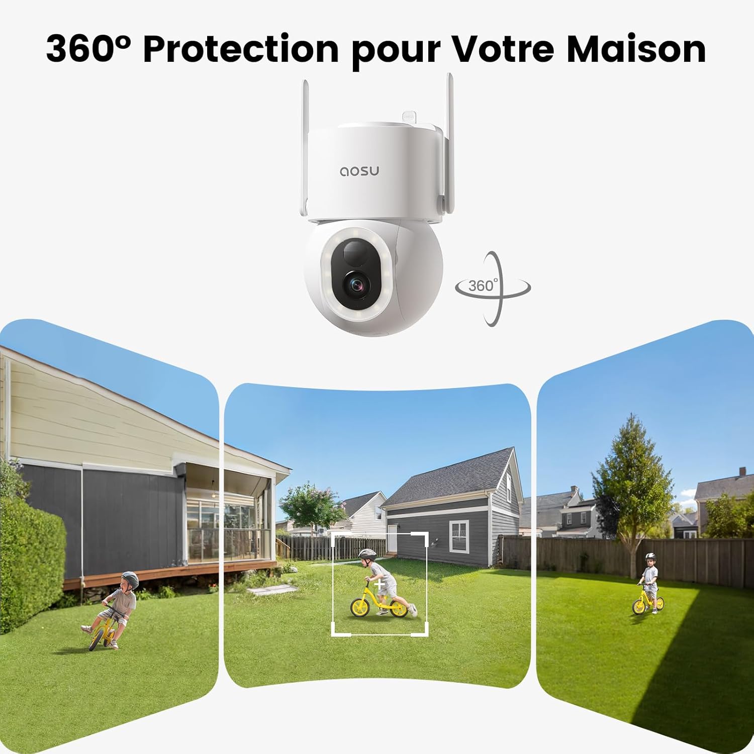 Thumbnail 1 de aosu 3K Caméra Surveillance WiFi Extérieure Sans Fil — Solaire, 360° PTZ avec Détection IA Personne/Véhicule/Animal et Vision Nocturne en Couleurs