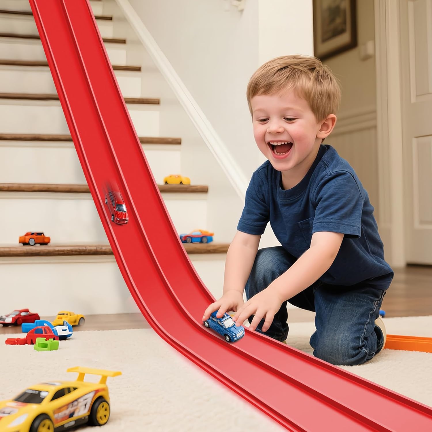 Detalle de Upgrade Flexible Race Track for Kids 3+ — 15ft Roll-Up Track Compatible with 1/64 Diecast Cars
