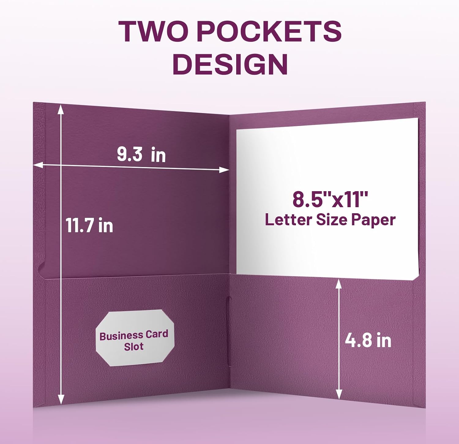 Detalle 2 de SUNEE Two Pocket Folders, 25-Pack, Burgundy Textured Paper, Letter Size