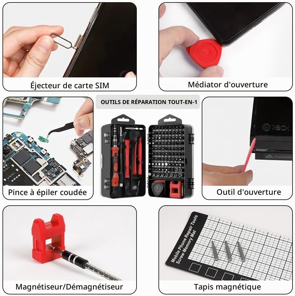 Detalle de OSDUE 124-in-1 precisieschroevendraaierset met 101 bits en magnetische opslag
