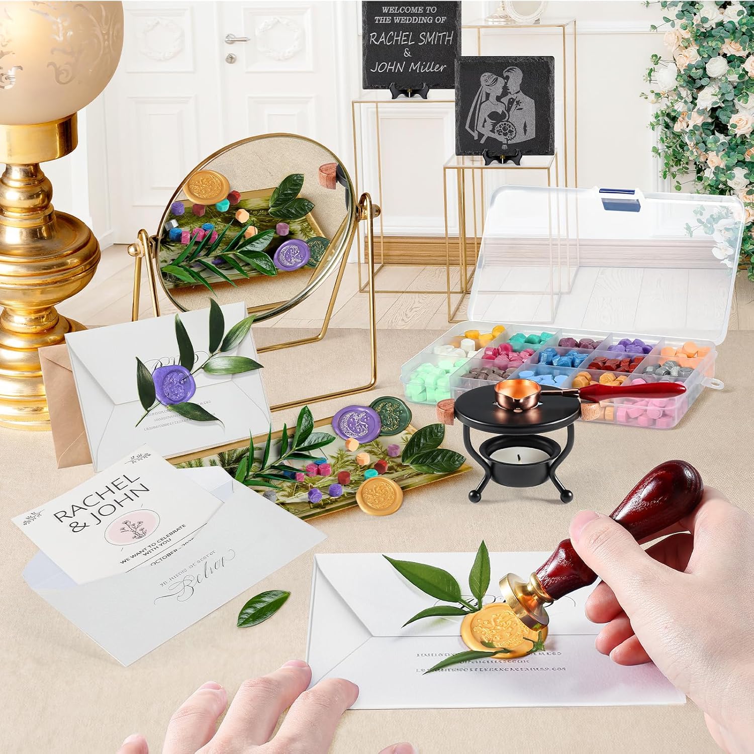 Thumbnail 5 de WEWINK PLUS 310Pcs Wax Seal Kit: Classic Beads, Warmer, Spoons and Accessories for Vintage Letters