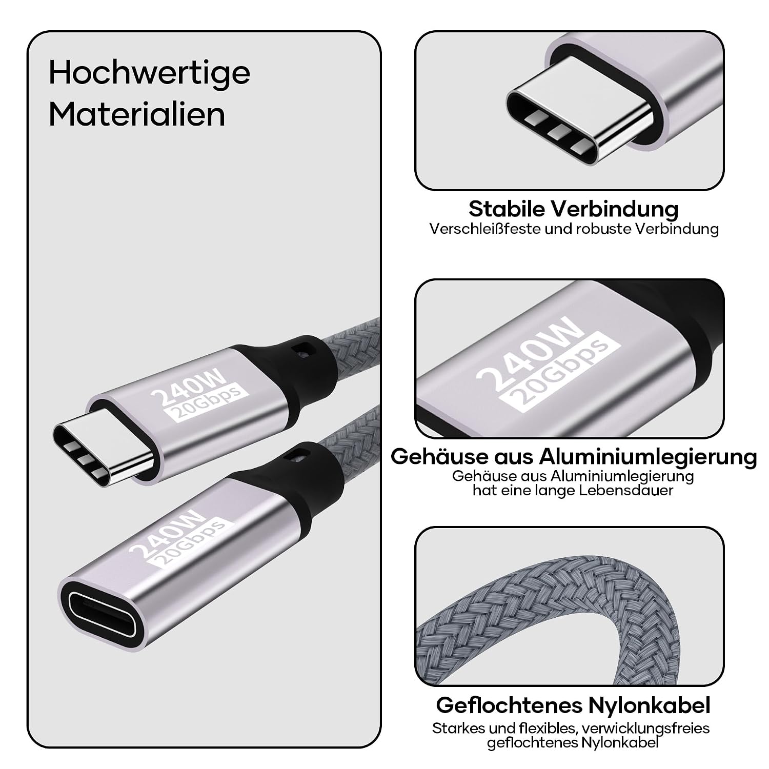 Thumbnail 6 de Cuteluding USB C Verlängerungskabel 0,2 m