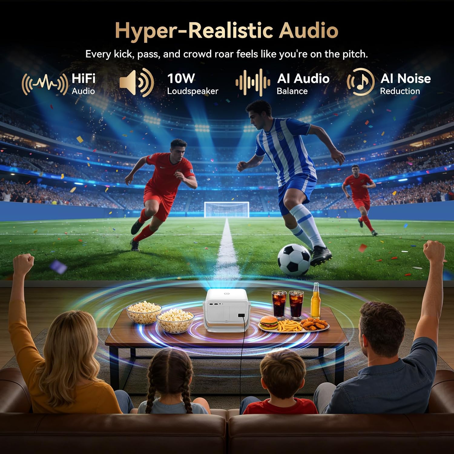 Thumbnail 5 de Smart 4K Projector with AI Whale OS, Auto Focus & 360° Gimbal Stand — A practical home cinema companion
