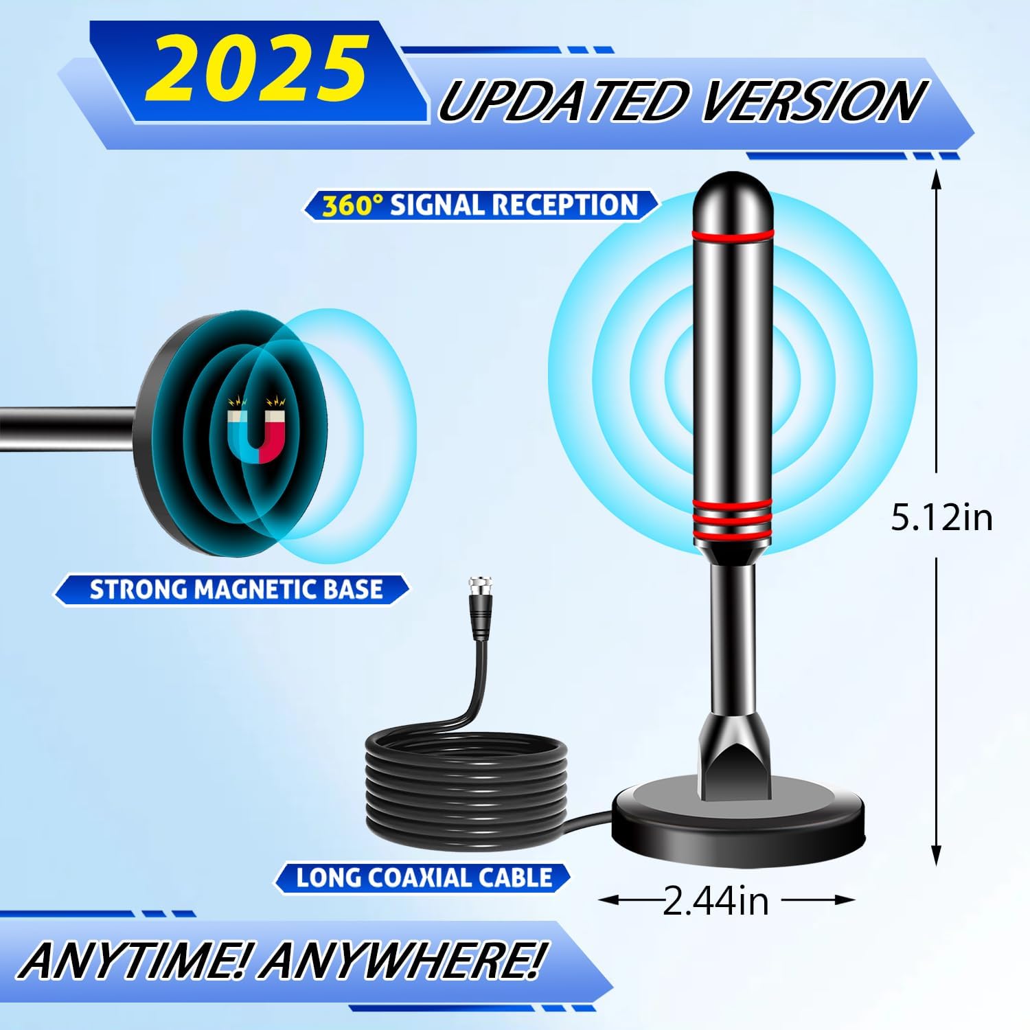 Thumbnail 5 de 2025 Digital Indoor TV Antenna — 360° Reception