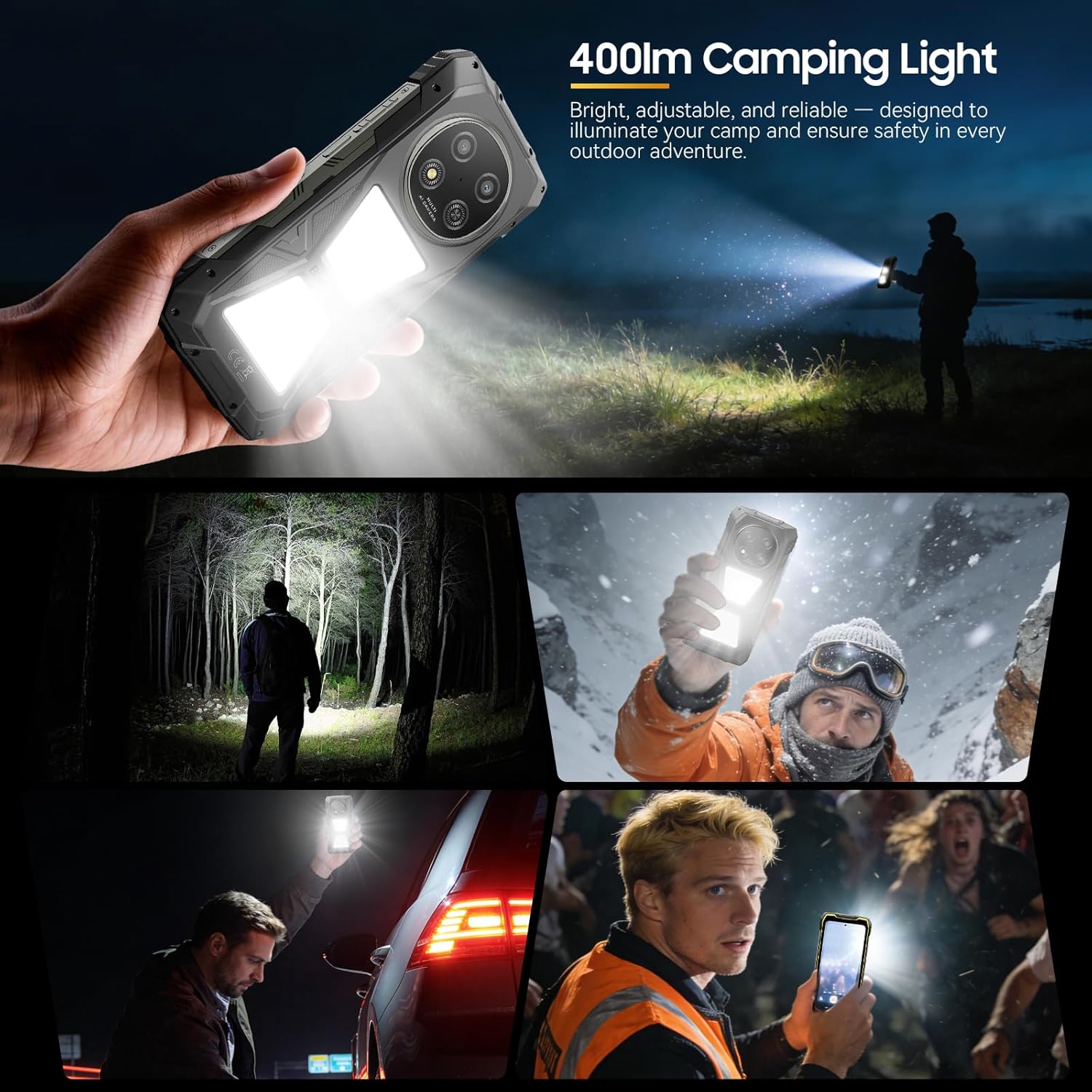 Thumbnail 1 de Blackview ROCK 2 Pro 5G Rugged Phone (Android 16) + 15000mAh Dual 400LM Camping Light, Unlocked