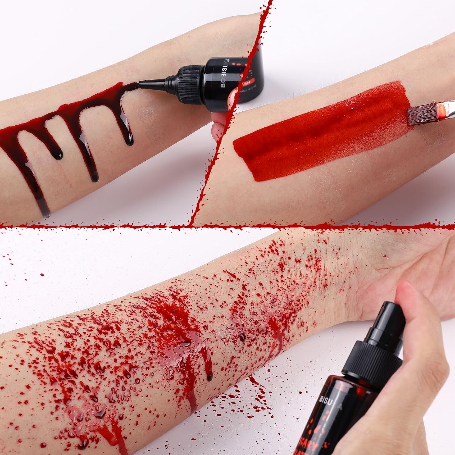 Detalle de BOBISUKA Dark + Fresh Fake Blood Spray, 3-Piece Washable SFX Makeup Kit