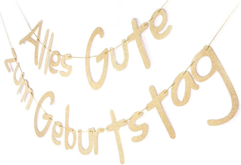 Thumbnail 1 de SUNBEAUTY Alles Gute zum Geburtstag Girlande Gold Glitter – Happy Birthday Banner