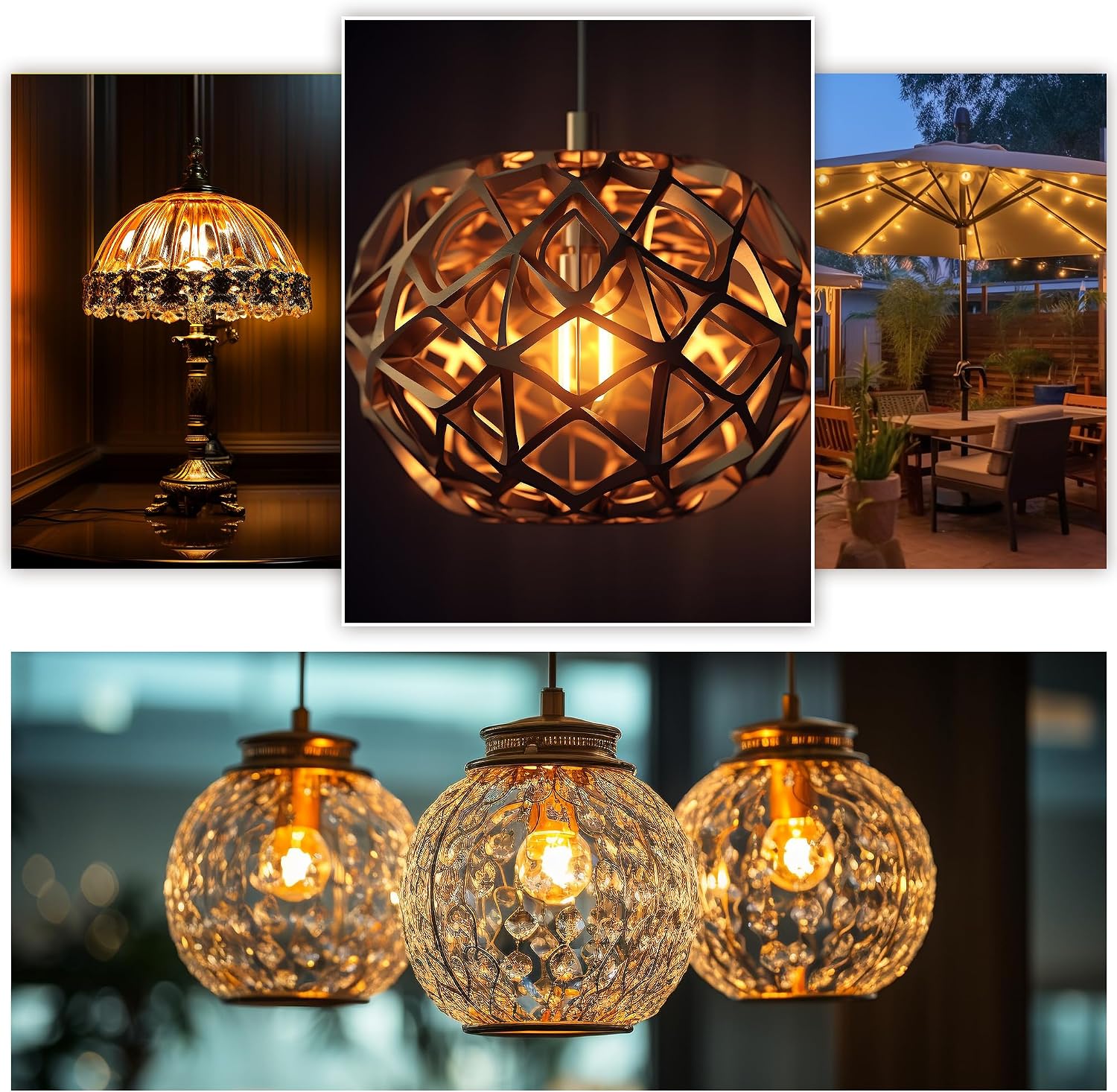 Detalle de Hcnew G40 LED-lamp E27, amber glas, 1 W en extra warm 2200 K
