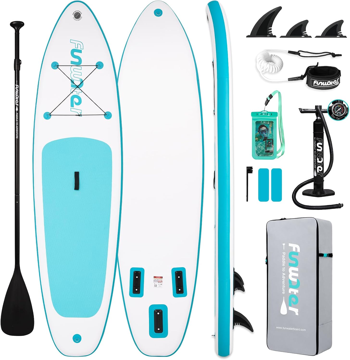 Detalle de FunWater 10'6" Inflatable Stand Up Paddle Board (Ultra-Light) with Non-Slip Deck & Paddleboard Accessories