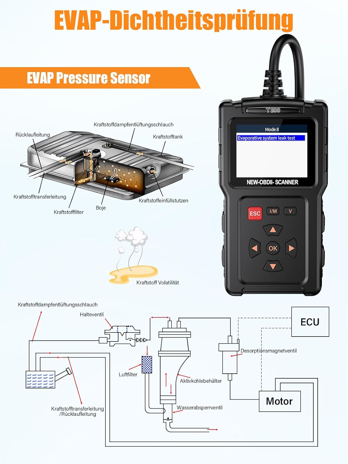 Thumbnail 6 de OBD2 Diagnosegerät T200 2,4" Bildschirm