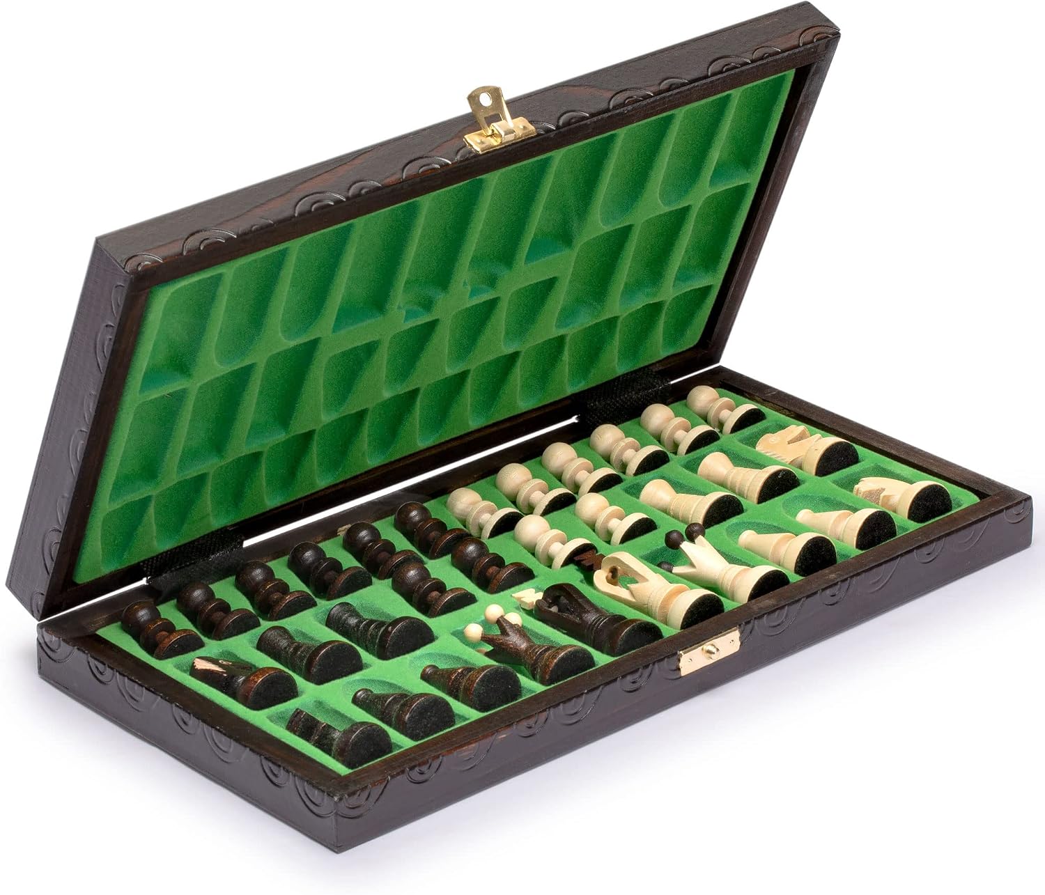 Thumbnail 6 de Husaria European International Chess Wooden Game Set, 'King's Continental' — 35 cm Medium Folding Board with Handcrafted Sycamore Pieces