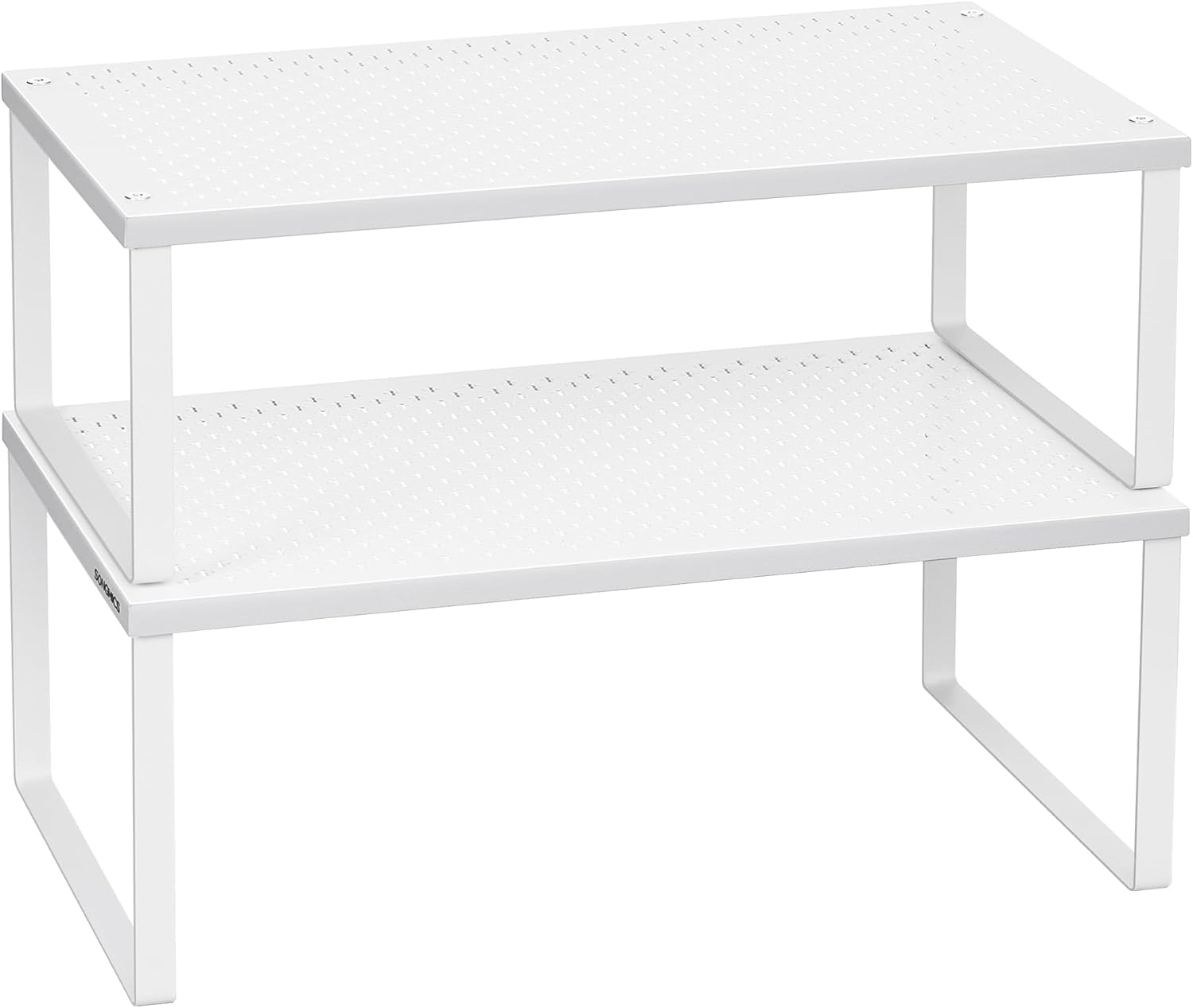 SONGMICS Gewürzregal KCS401W01 als 2er-Set – stapelbar, erweiterbar, Metall-Küchen-Organizer