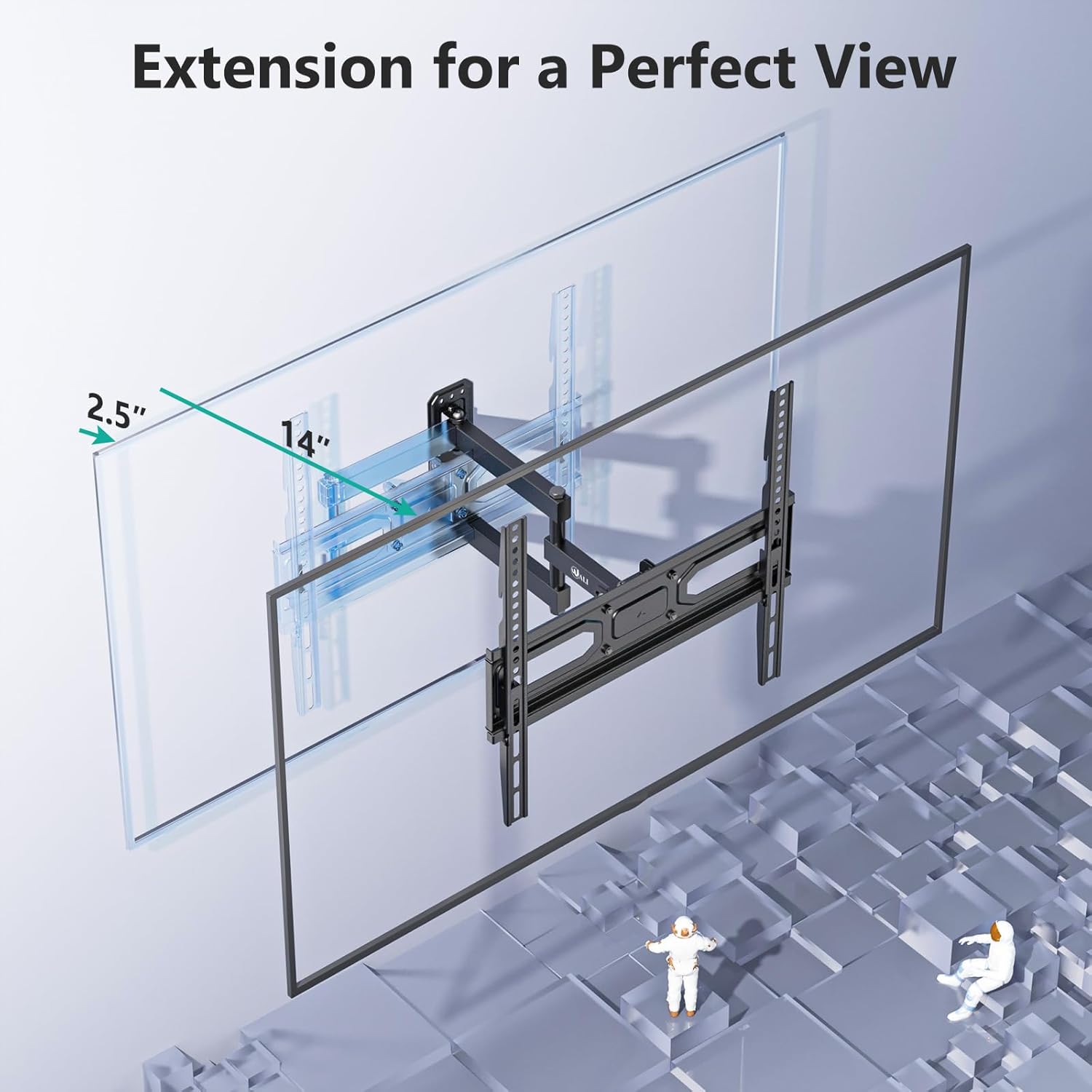 Detalle de WALI TV Wall Mount FTM-1 for 32–55 inch TVs with Full Motion and Articulating Arm