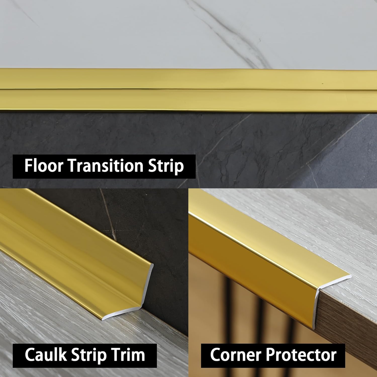 Thumbnail 2 de Hanggbak 3-in-1 Peel & Stick Multifunktionsform (Eckschutz, Wandabschluss & Caulk-Strip) – Glänzendes Gold, 5 m x 2 cm