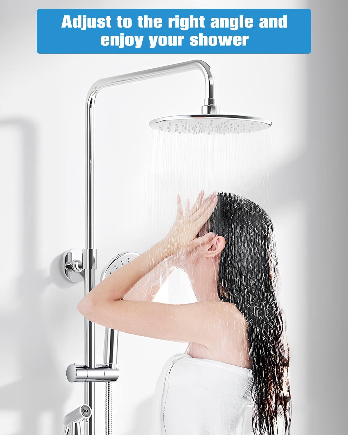 Thumbnail 6 de Support de Douche universel pour barre coulissante 19-25 mm – rotation 45° et réglage en hauteur