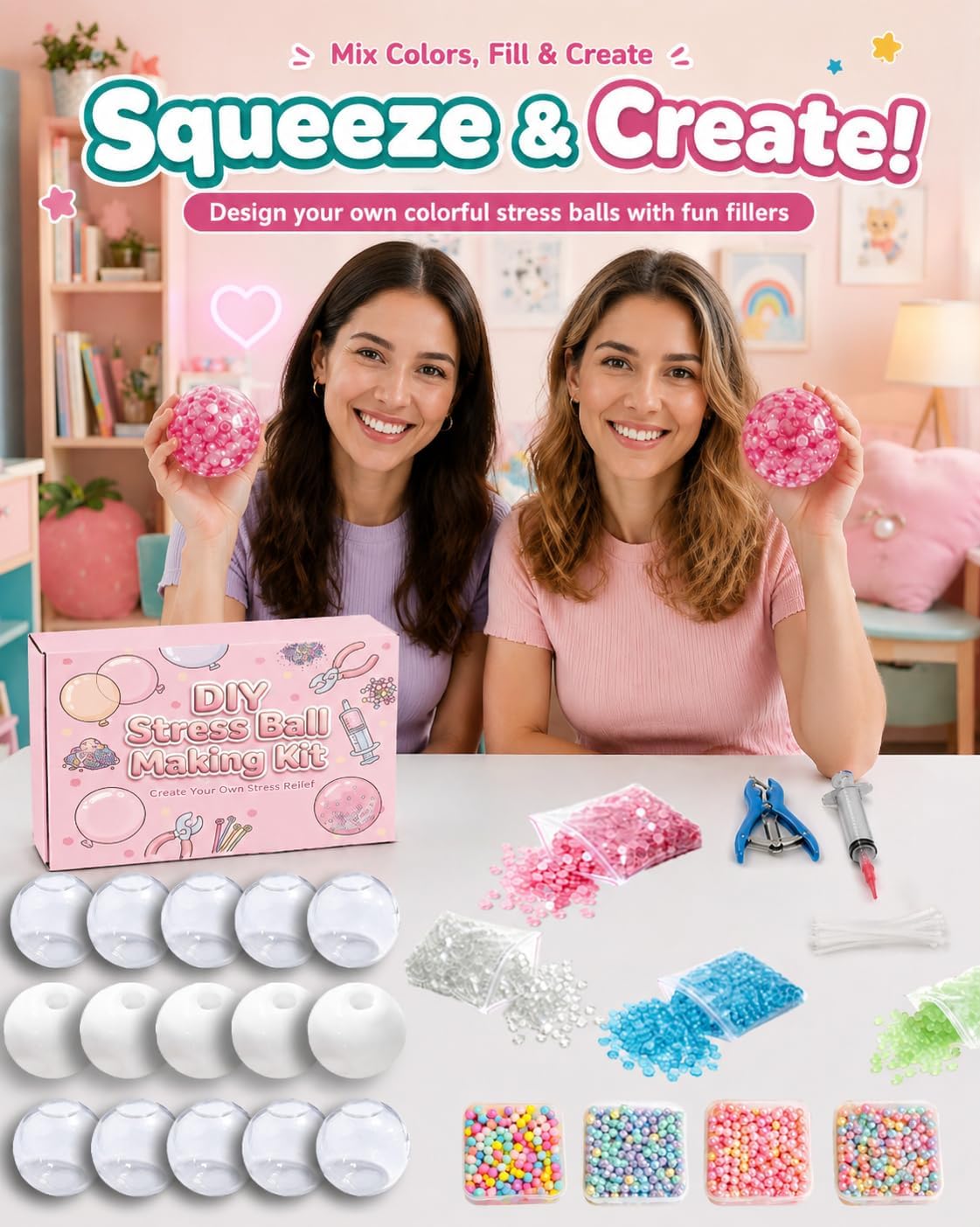 Thumbnail 1 de Donpidd DIY Stress Ball Making Kit with 15 TPR Skins and 8 Fillers