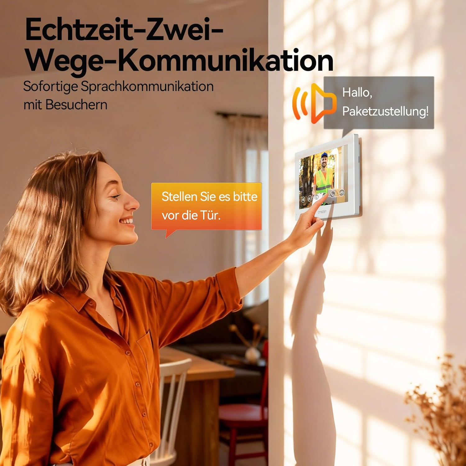 Thumbnail 1 de TMEZON WLAN Video-Türsprechanlage fürs 2‑Familienhaus mit 7" IP-Farb-Touchscreen, 1080P und 2‑Draht