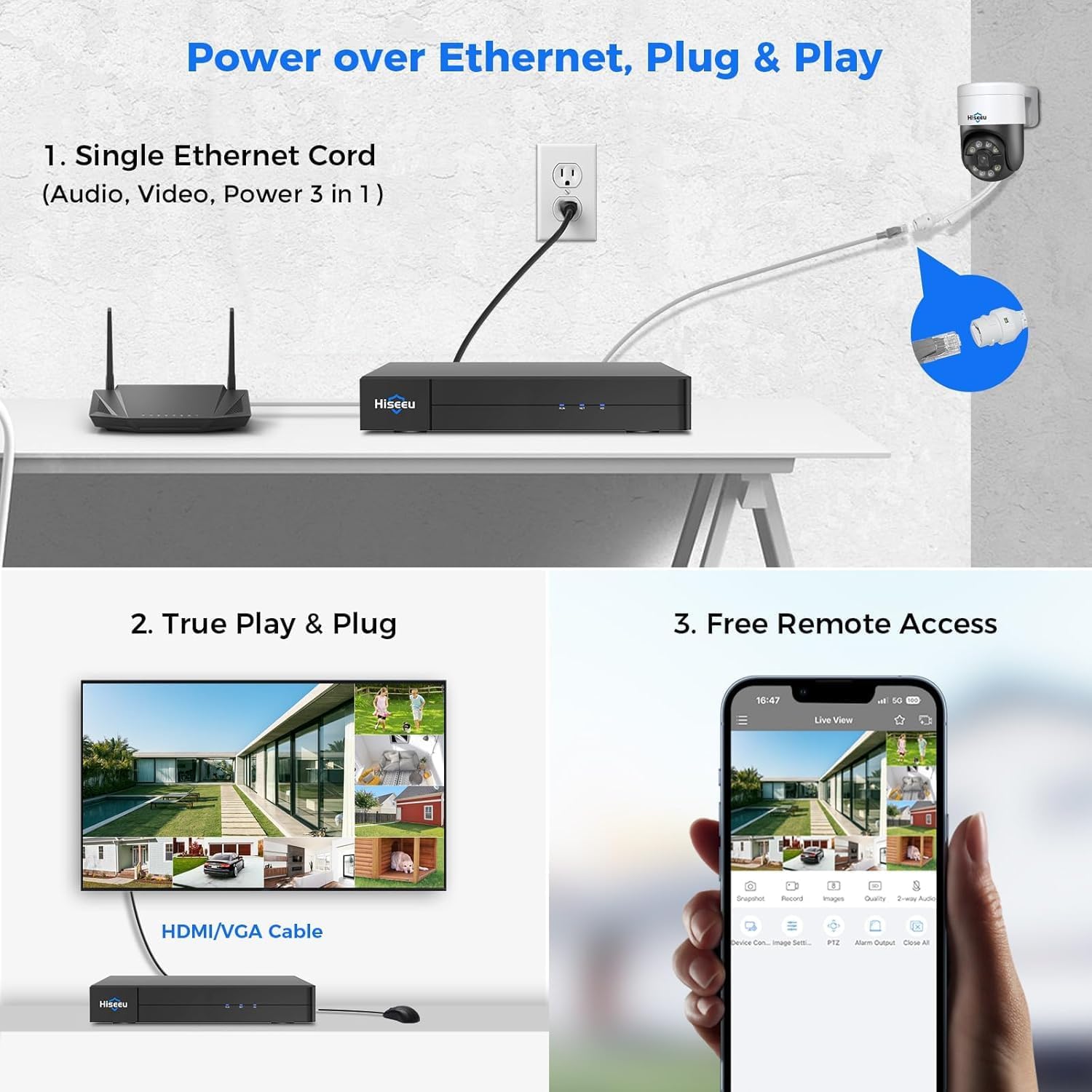 Thumbnail 6 de Hiseeu 4K PoE Security Camera System with 8x 5MP PTZ Cameras and Human Tracking