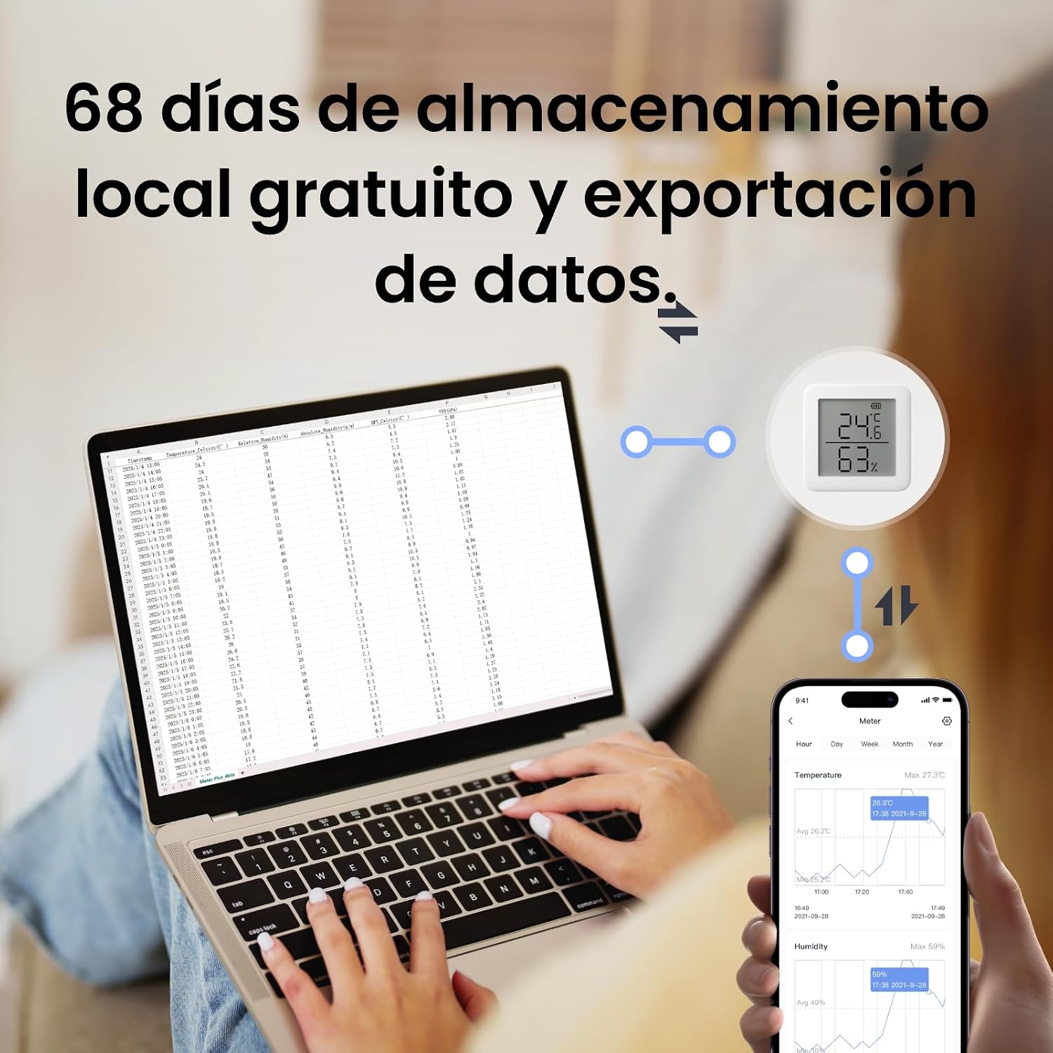 Detalle 2 de SwitchBot Termómetro Higrómetro 36 días 📟