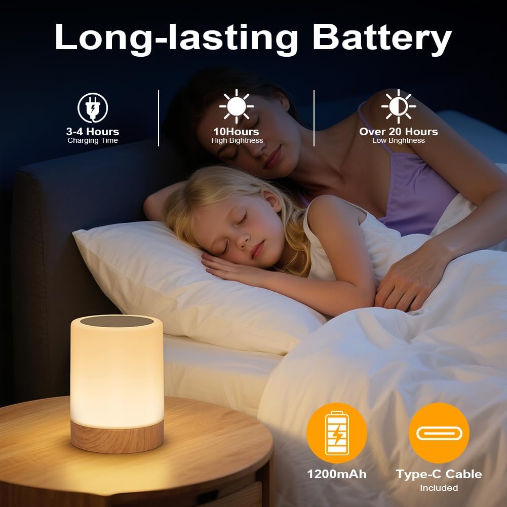 Thumbnail 6 de Adiwo Lampada da Comodino LED Colorata: lampada notturna ricaricabile con 13 colori, 5 livelli di luminosità, controllo touch e telecomando