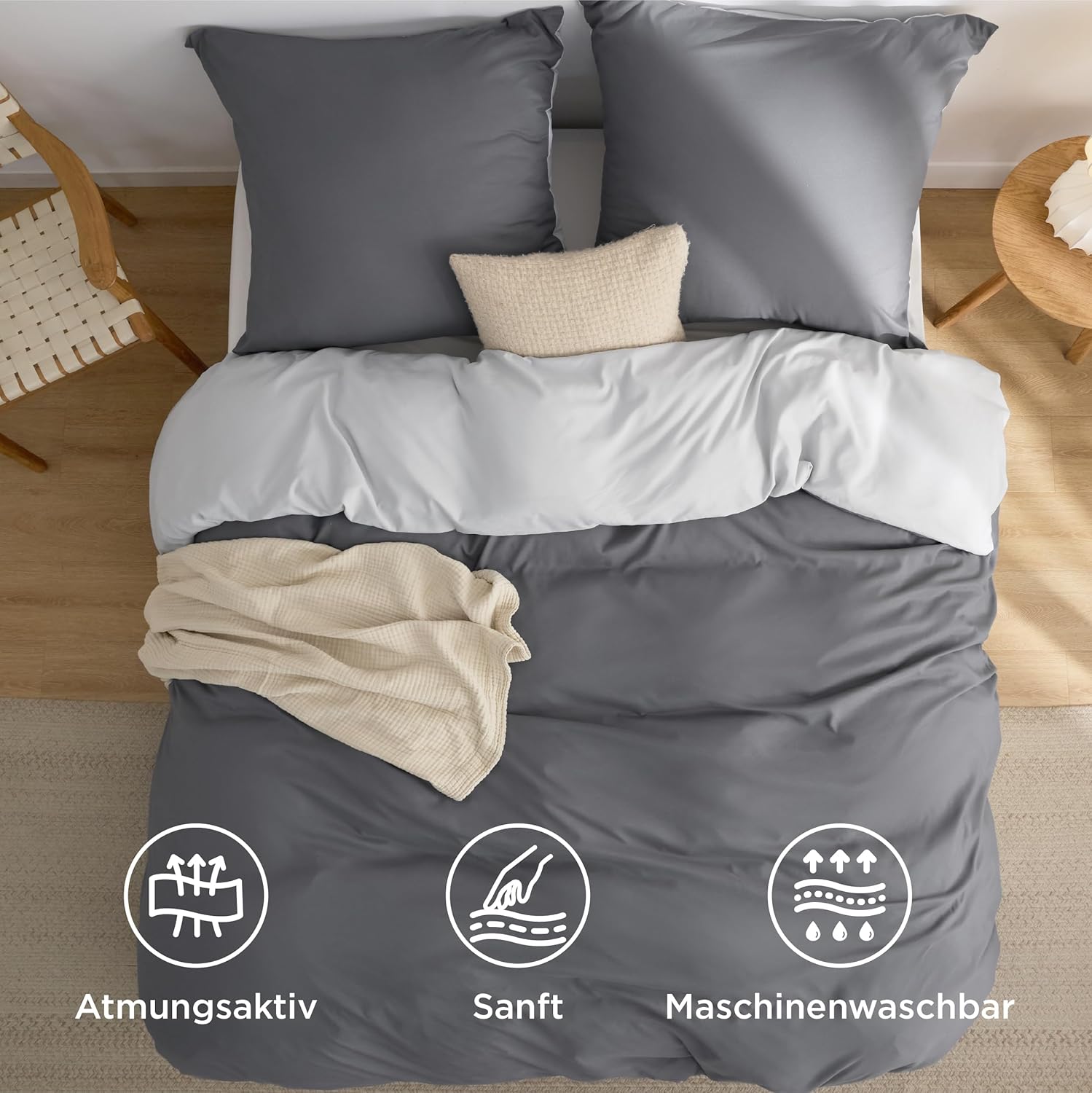 Thumbnail 1 de BEDSURE Bettwäsche Grau 4tlg