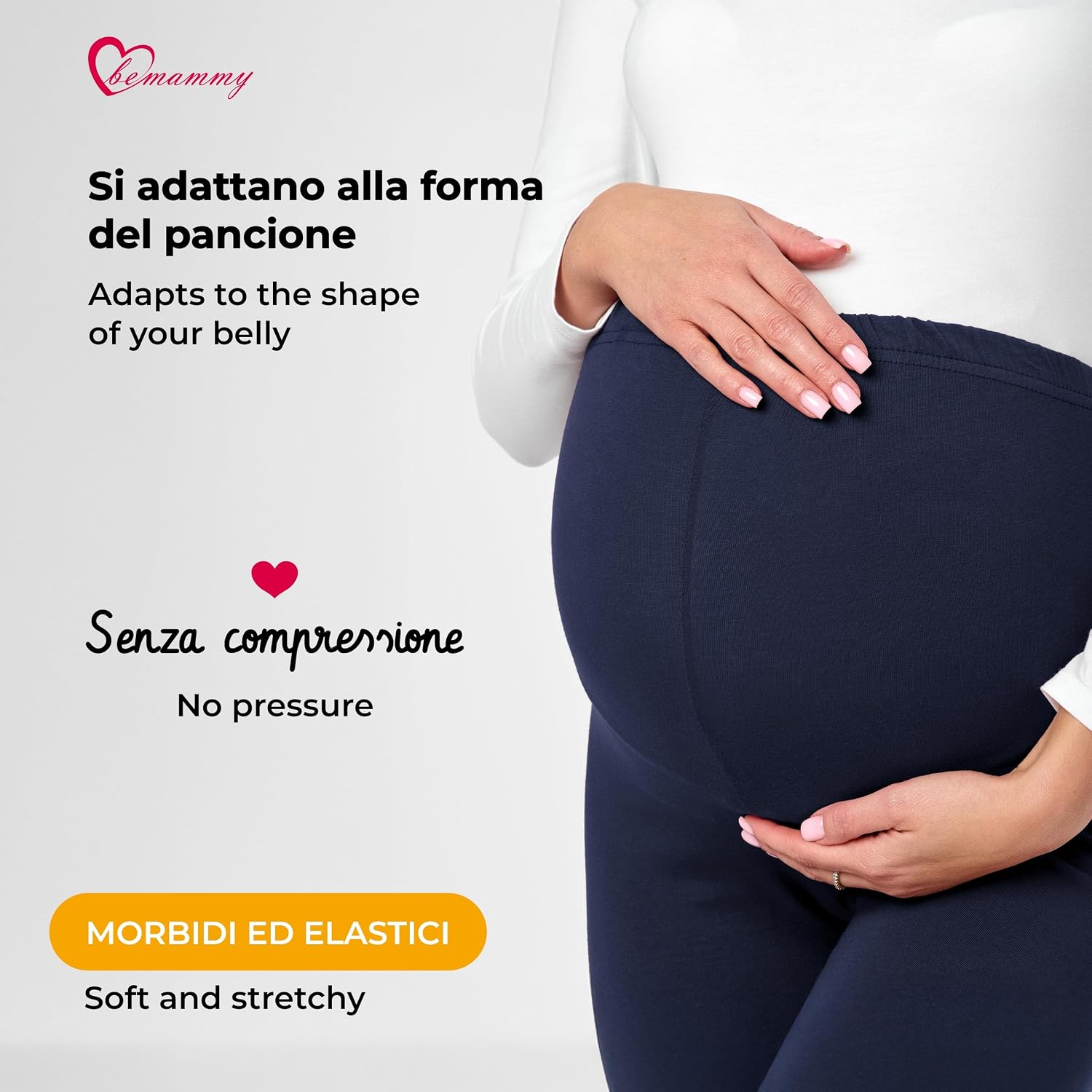 Detalle 2 de Be Mammy Leggings premaman lunghi a vita alta BE20-230