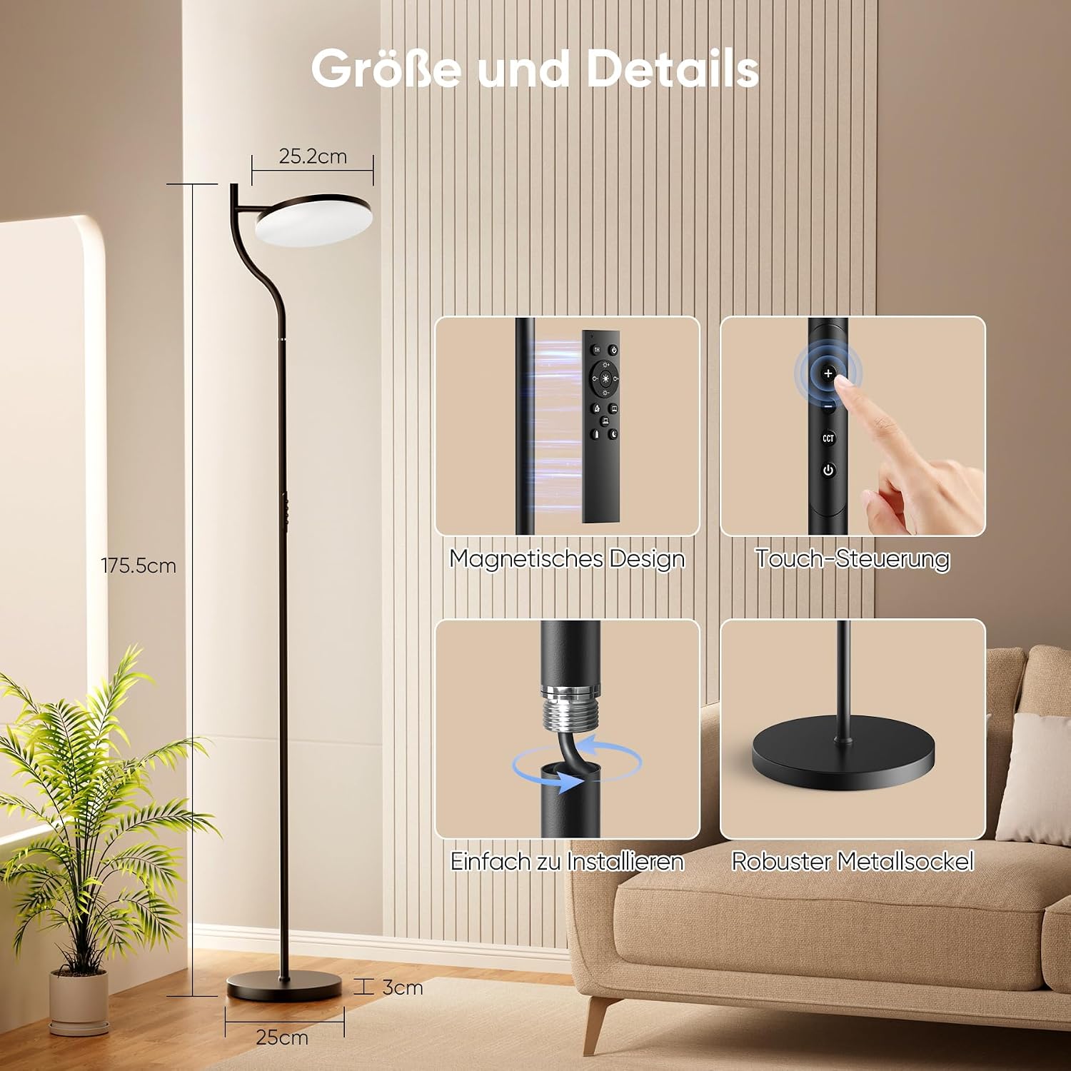 Thumbnail 6 de Bonsery Stehlampe 36 W mit Fernbedienung
