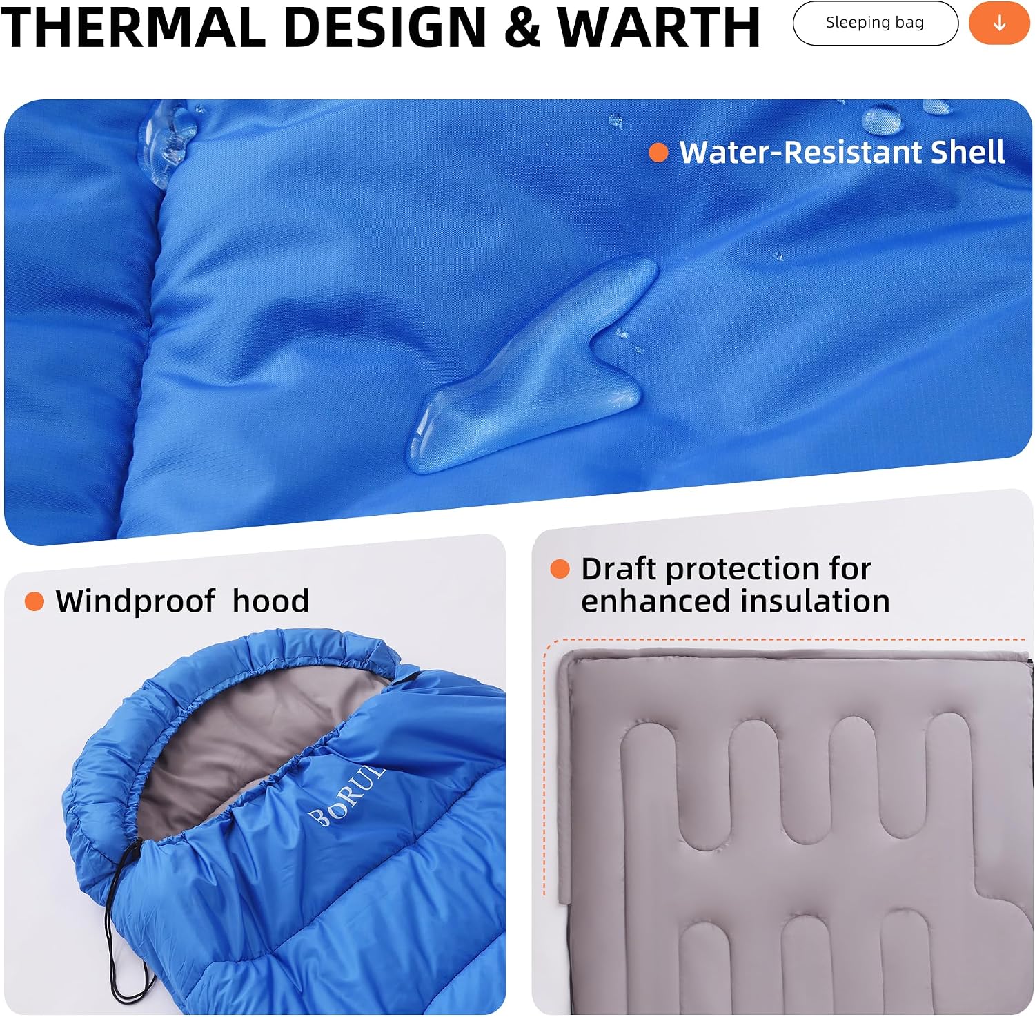 Detalle 2 de BORULL Double Sleeping Bag 92" x 63