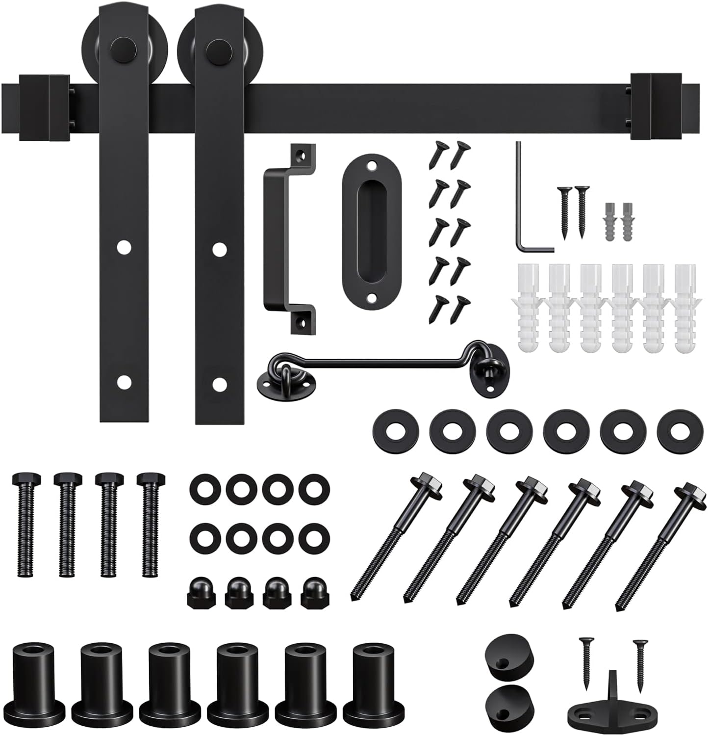 Detalle de Signstek 6FT Barn Door Hardware Kit, I-Shape Track, Black, 260 lb Capacity