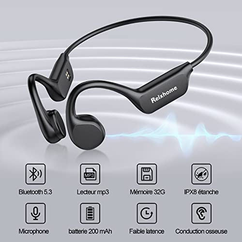 Thumbnail 7 de Relxhome Casque Conduction Osseuse — Écouteurs de natation avec 32 Go, Bluetooth 5.4 et MP3, IPX8