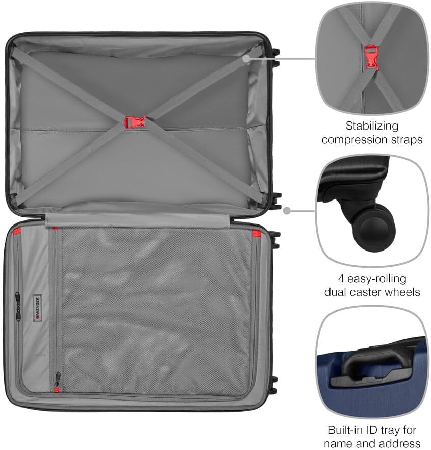 Detalle de WENGER Pegasus Large Hard-Shell Suitcase with 4 Wheels (610852) – Estate Blue, 99–115 L