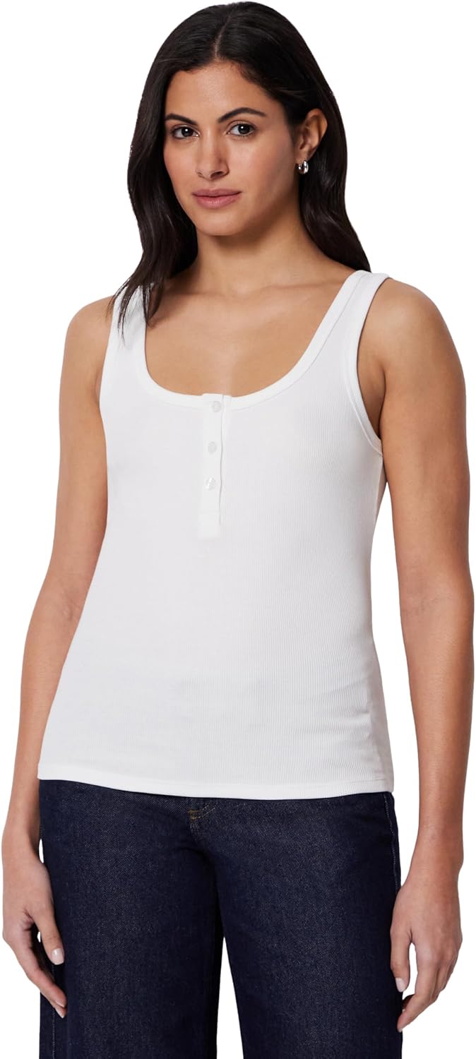 Detalle de Amazon Essentials Damen Geripptes Ripp-Tanktop Henley aus Baumwolle – Slim Fit