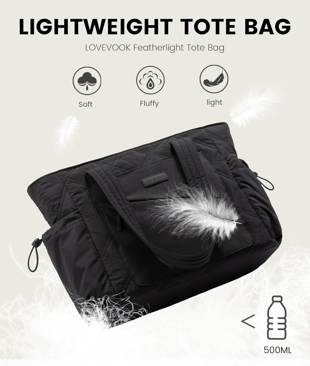 Thumbnail 2 de LOVEVOOK Tote Bags for Women: Lightweight Puffer Tote for Work, School and Travel