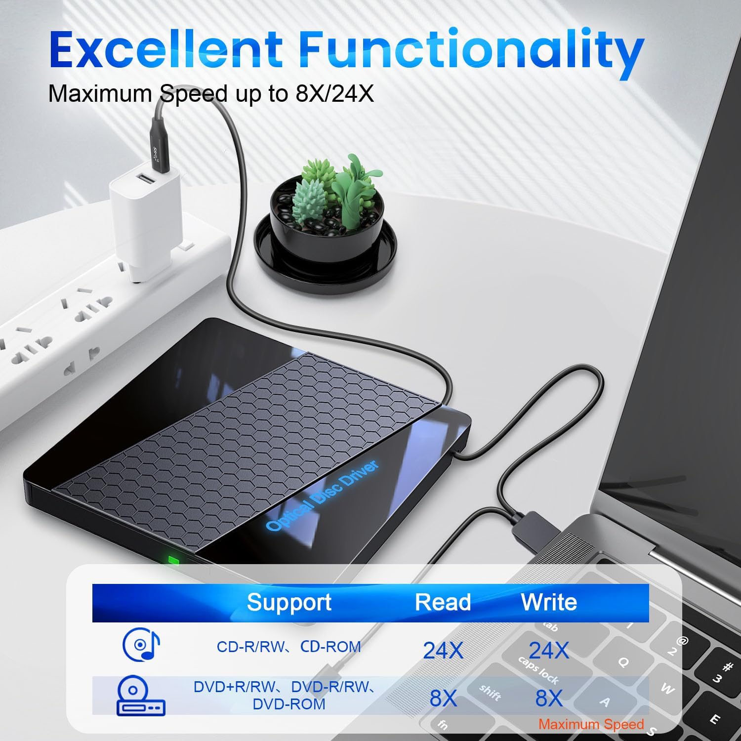 Thumbnail 3 de External DVD Drive USB 3.0 Portable Type C