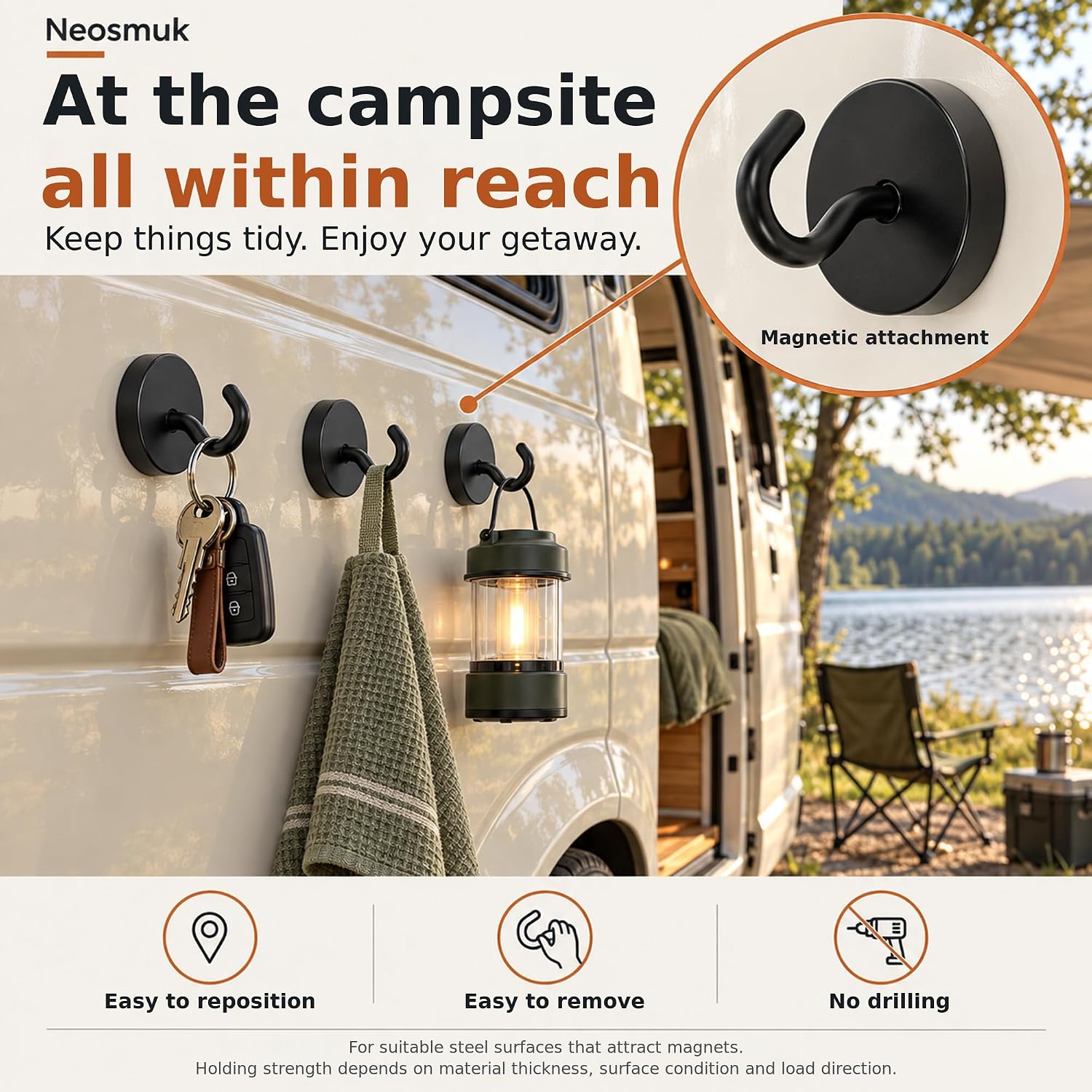 Detalle de Neosmuk NPM26X10US20240304black Magnetic Hooks, Black Steel, 10-Pack