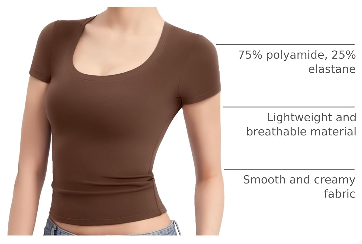 Detalle 2 de PUMIEY Women's Scoop-Neck T-Shirt, Smoke Cloud Pro