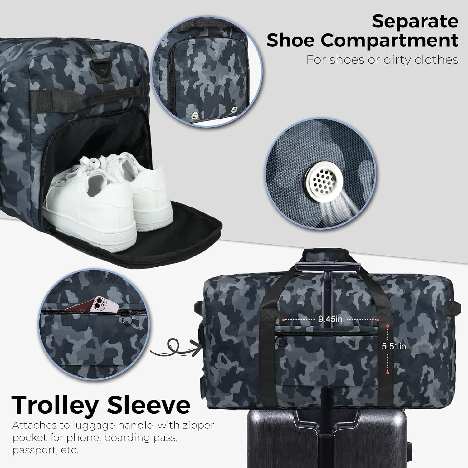 Thumbnail 4 de Fmeida 65L Foldable Travel Duffle Bag