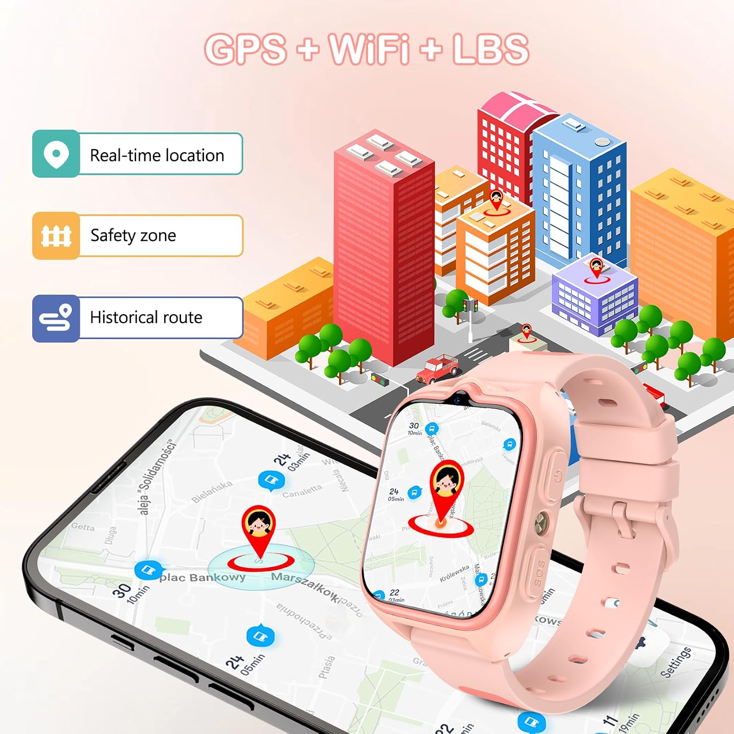 Detalle 2 de Kids Smart Watch 4G with GPS, Video Calls, SOS and Classroom Mode