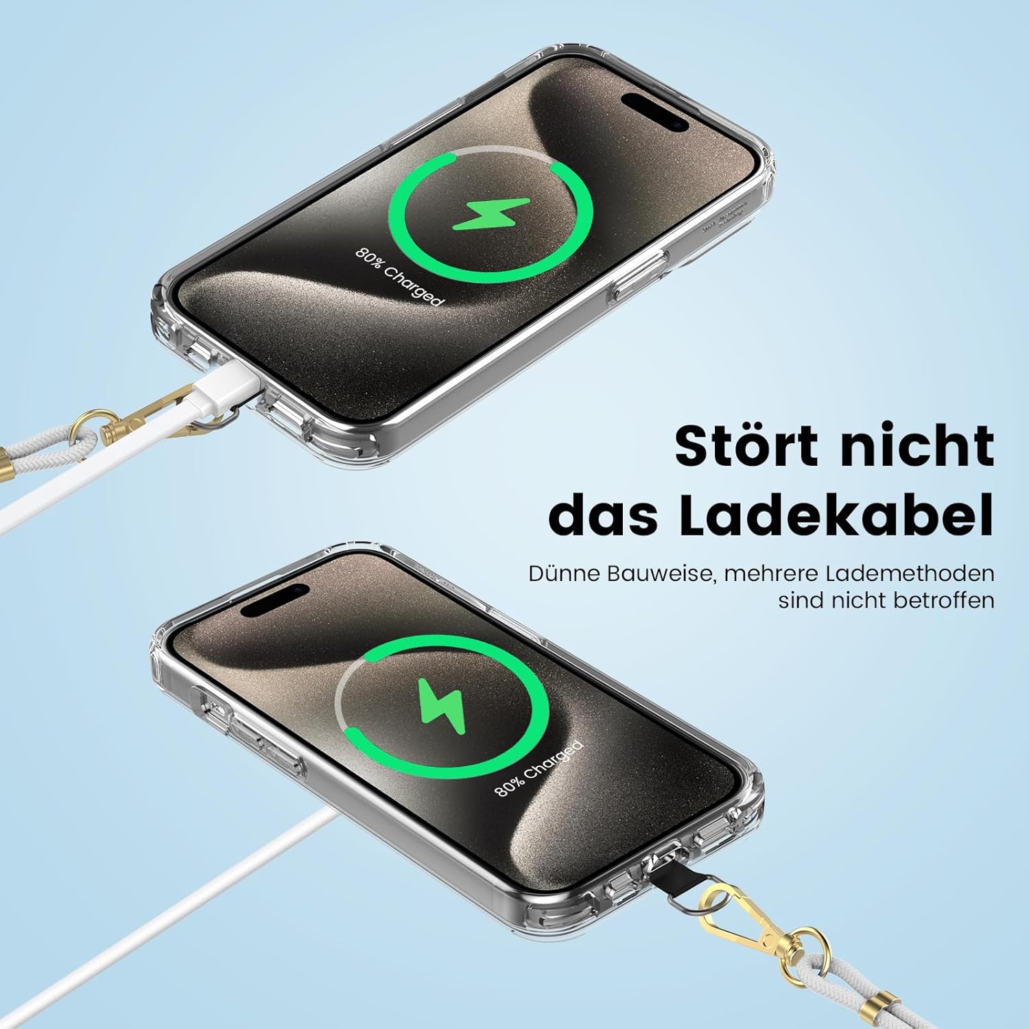 Thumbnail 5 de OLEPHY Cordon Téléphone Portable – Tour de Cou Universel avec 2 patchs ultraminces, Gris Argent
