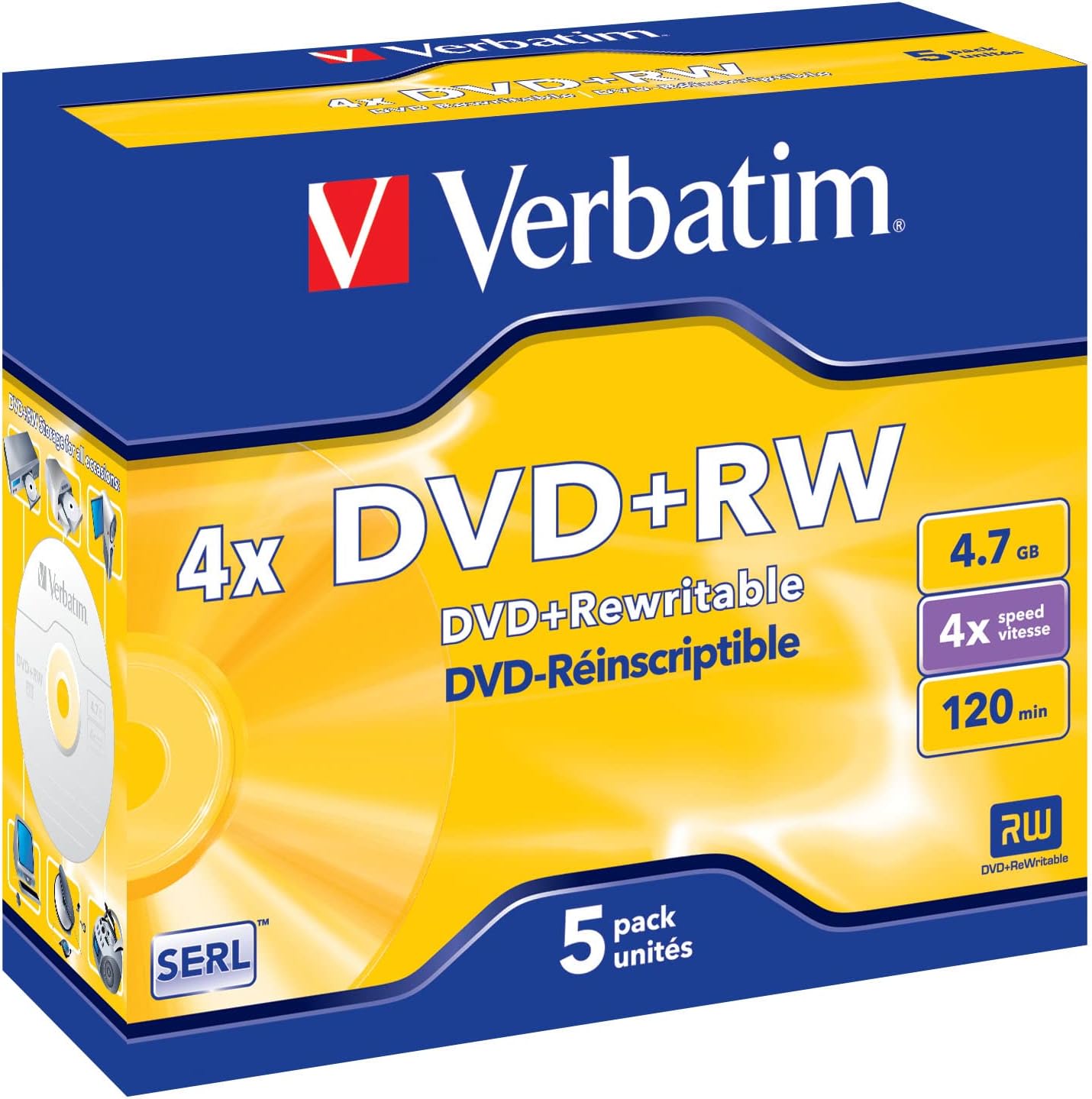 Thumbnail 6 de Verbatim DVD+RW 4,7 GB Spindel mit 10 Stück – 4-fach Brenngeschwindigkeit & Kratzschutz