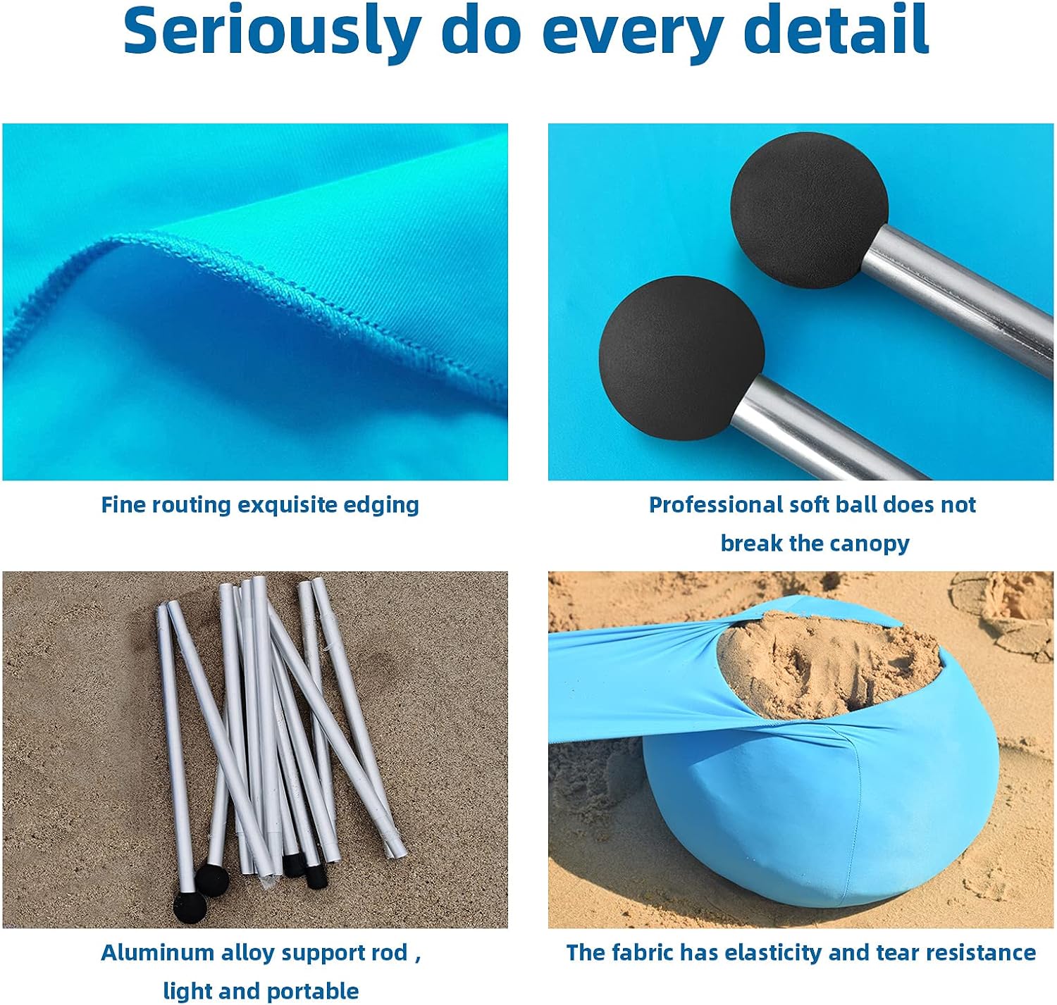 Detalle de Floving Strand Schatten Zelt Markise für 4–5 Personen (Grün, L) – wasserfest, leicht & robust