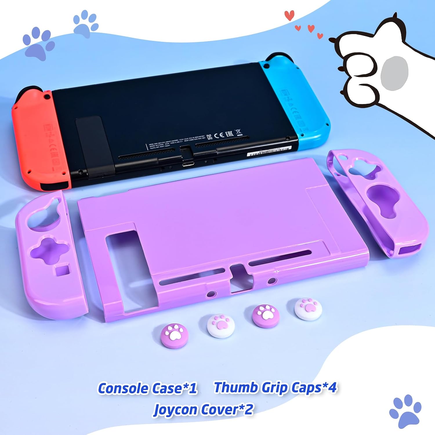 Thumbnail 6 de DLseego Protective Case for Nintendo Switch – Slim Dockable Hard PC Case with 2 Soft Handle Grips and 4 Thumb Grips (Purple)