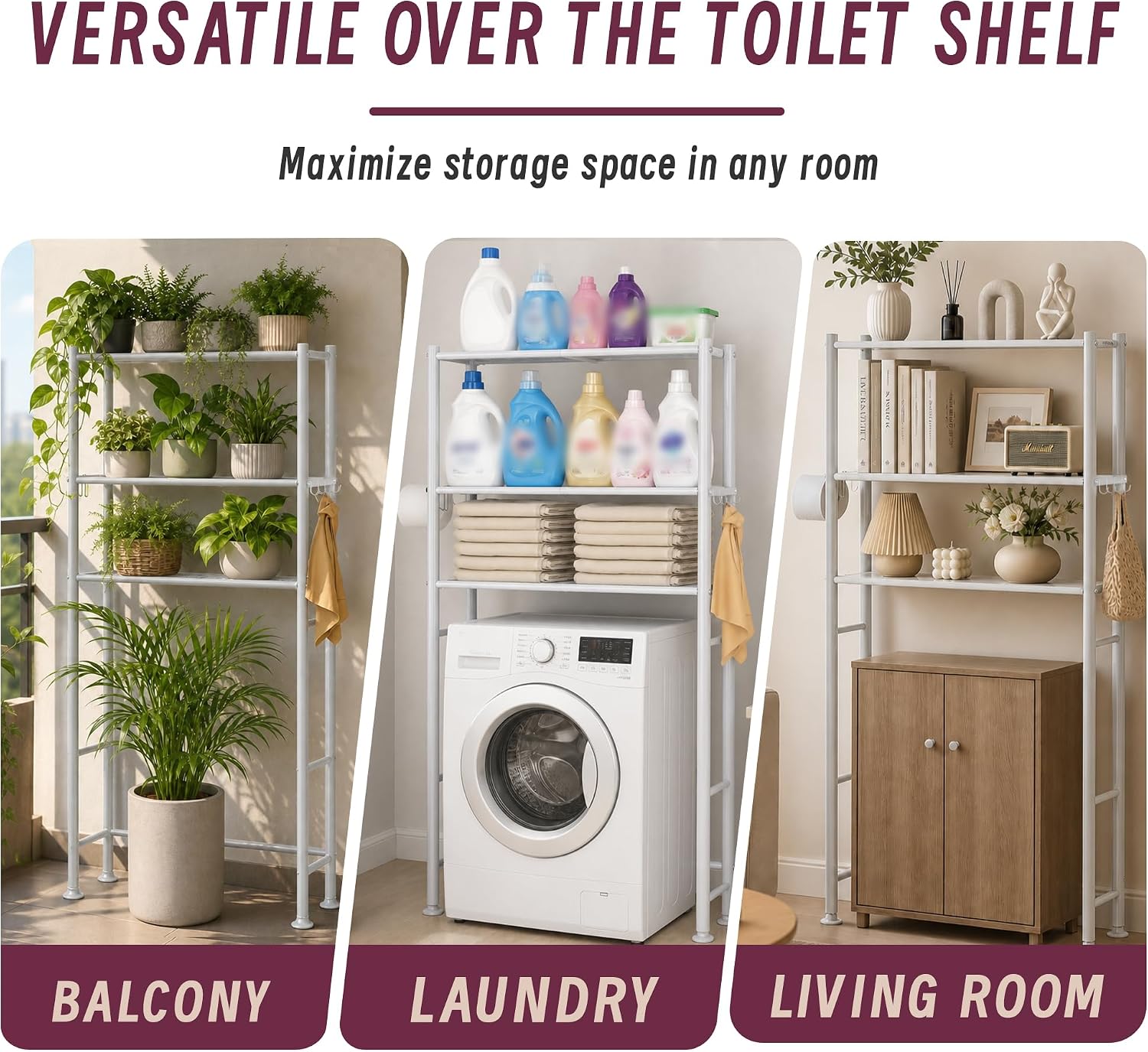 Thumbnail 6 de Yutrchey Over-the-Toilet Storage Cabinet, 3-Tier
