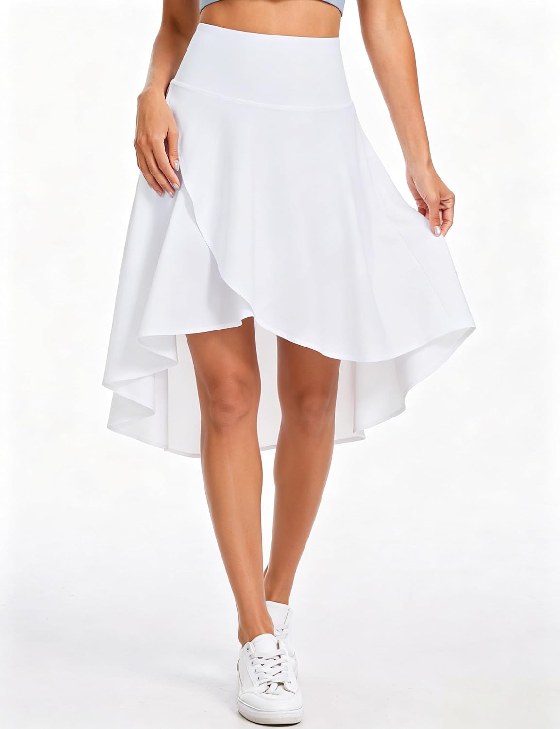 Detalle de THE GYM PEOPLE Women's Ruffle-Hem Tennis Midi Skort with Built-In Shorts